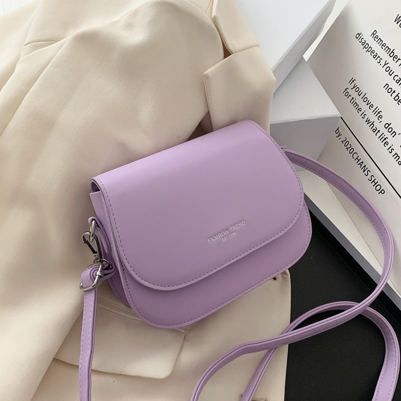 Yogodlns Trendy Saddle Shoulder Bag Women PU Leather Crossbody Bag Simple Solid Color Flap Messenger Bag Designer Handbags Pouch - Product upscale 