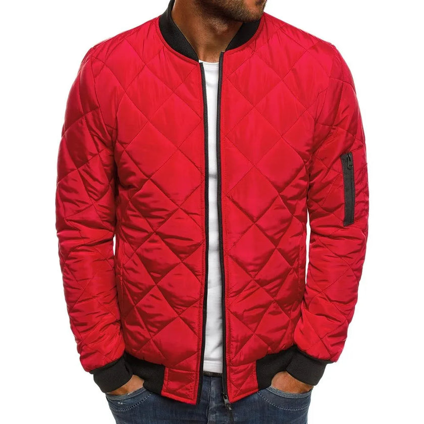 New Men's Casual Plaid Parkas Jacket Wind Breaker Overcoat Winter Clothes Windproof Zipper Jackets - Product upscale 