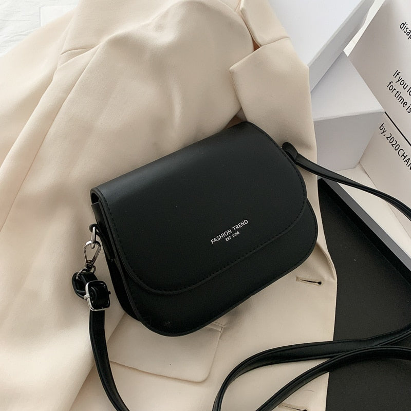 Yogodlns Trendy Saddle Shoulder Bag Women PU Leather Crossbody Bag Simple Solid Color Flap Messenger Bag Designer Handbags Pouch - Product upscale 