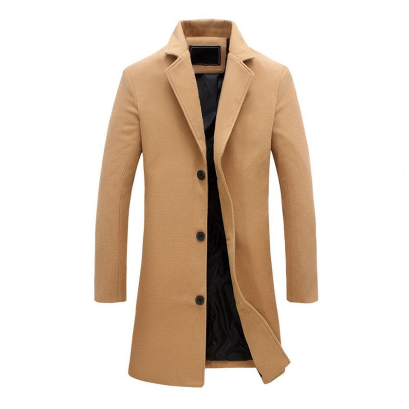 Decorative Men Jacket Easy Match Polyester Single Breasted Men Overcoat for Winter - Product upscale 