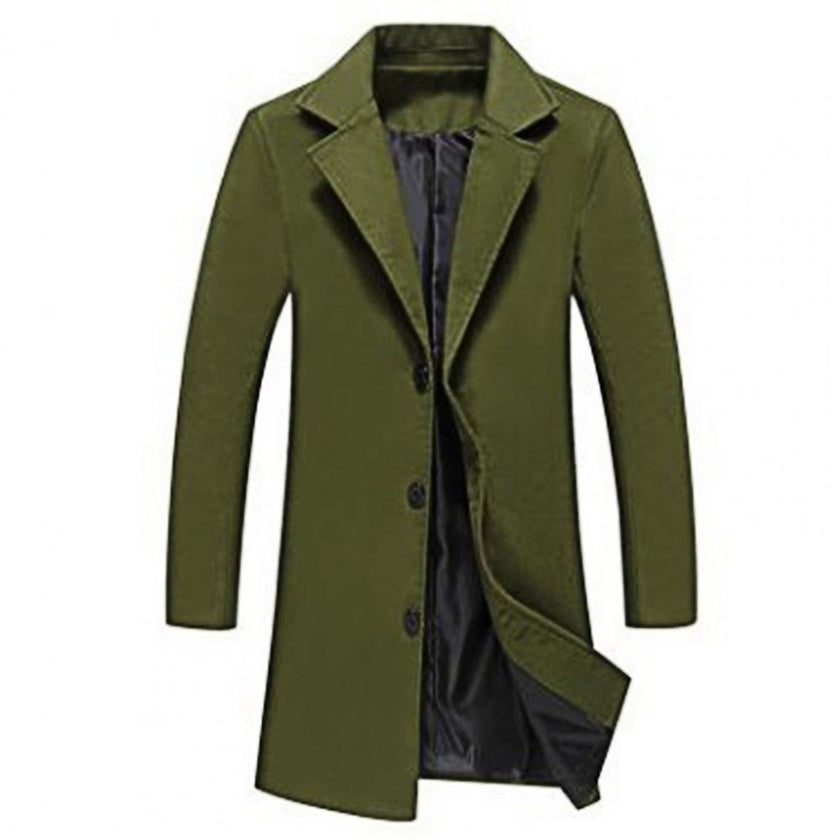 Decorative Men Jacket Easy Match Polyester Single Breasted Men Overcoat for Winter - Product upscale 