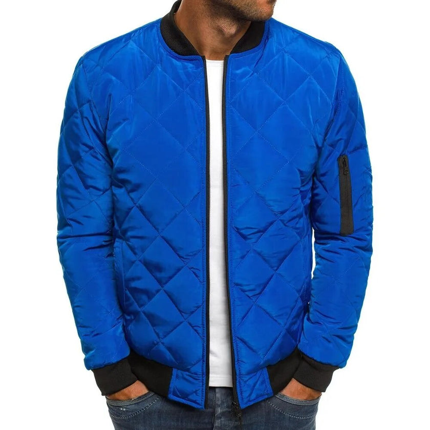 New Men's Casual Plaid Parkas Jacket Wind Breaker Overcoat Winter Clothes Windproof Zipper Jackets - Product upscale 