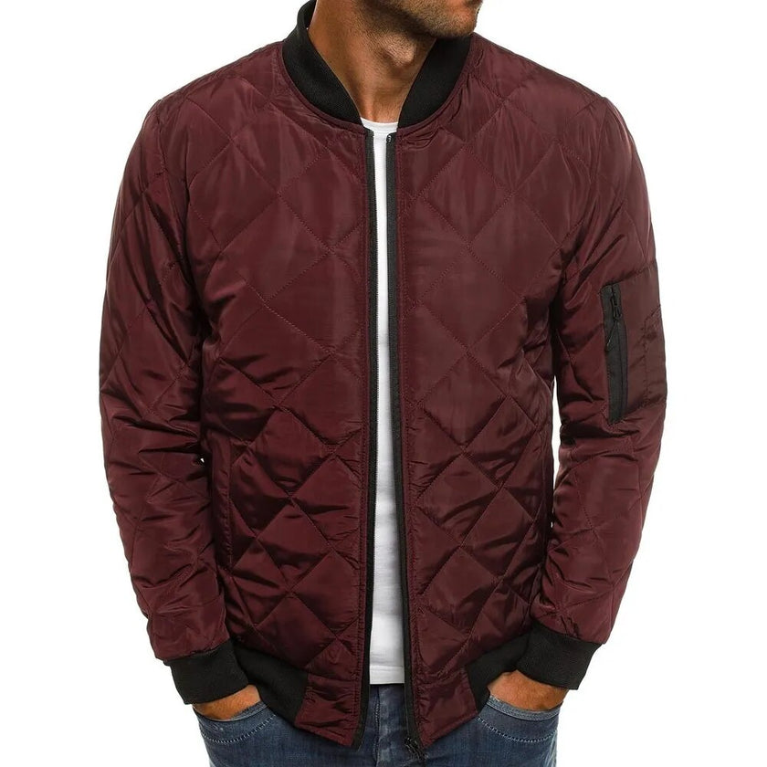 New Men's Casual Plaid Parkas Jacket Wind Breaker Overcoat Winter Clothes Windproof Zipper Jackets - Product upscale 