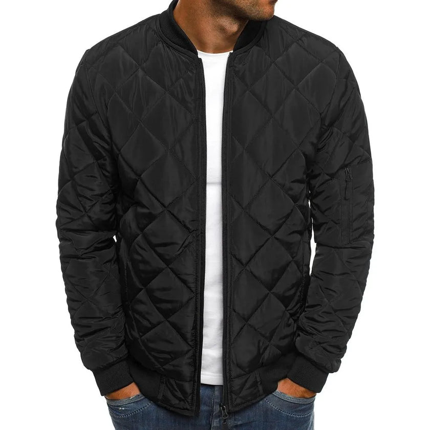 New Men's Casual Plaid Parkas Jacket Wind Breaker Overcoat Winter Clothes Windproof Zipper Jackets - Product upscale 