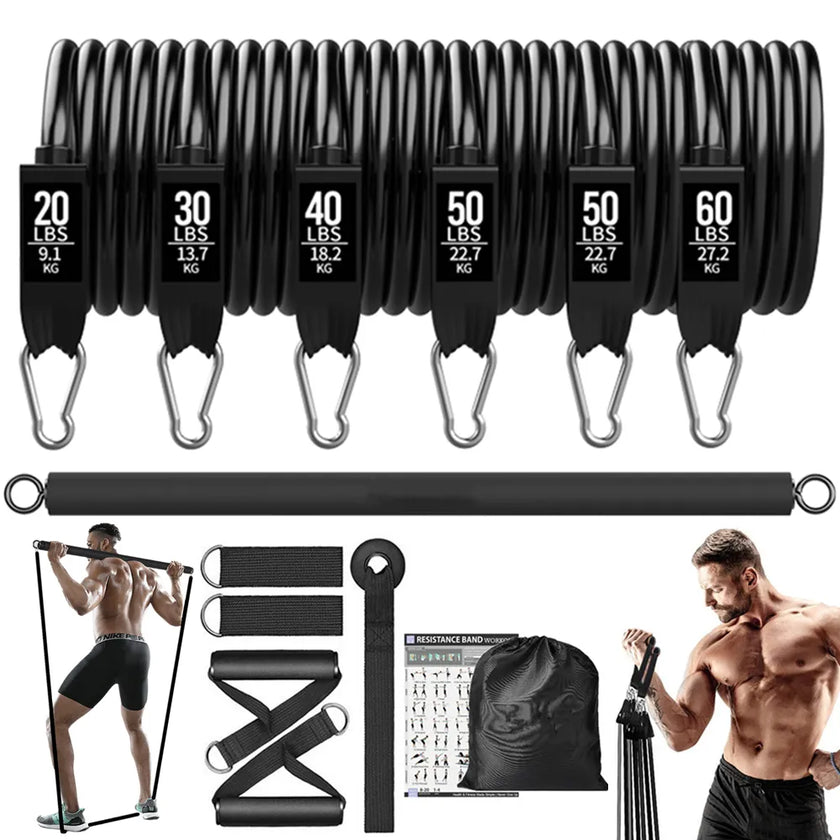 Workout Bar Fitness Resistance Bands Set Pilates Yoga Pull Rope Exercise Training Expander Gym Equipment for Home Bodybuilding - Product upscale 