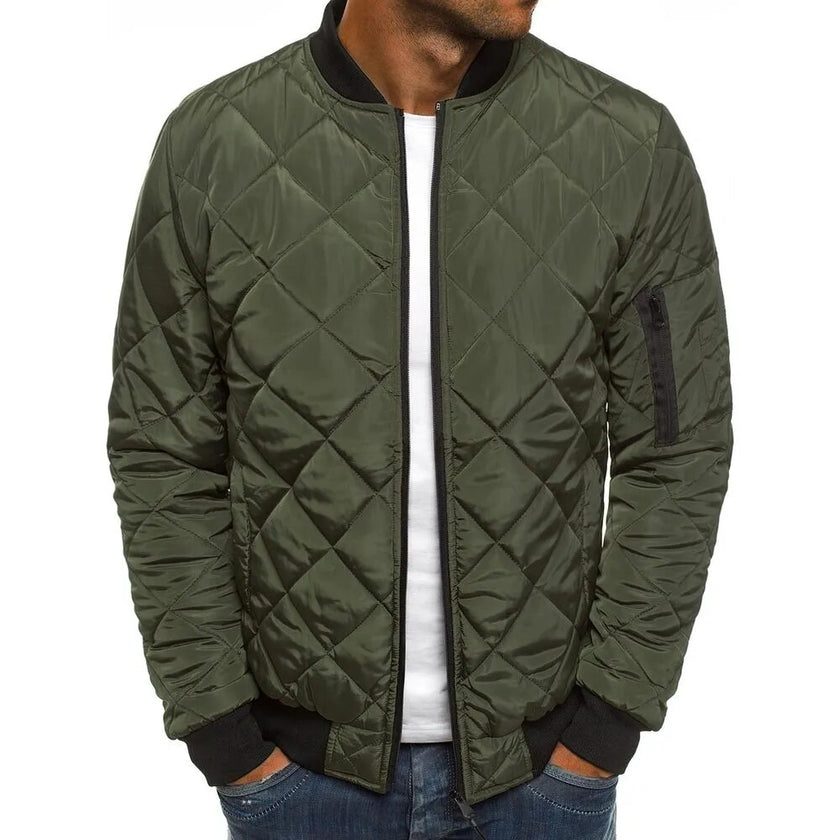 New Men's Casual Plaid Parkas Jacket Wind Breaker Overcoat Winter Clothes Windproof Zipper Jackets - Product upscale 