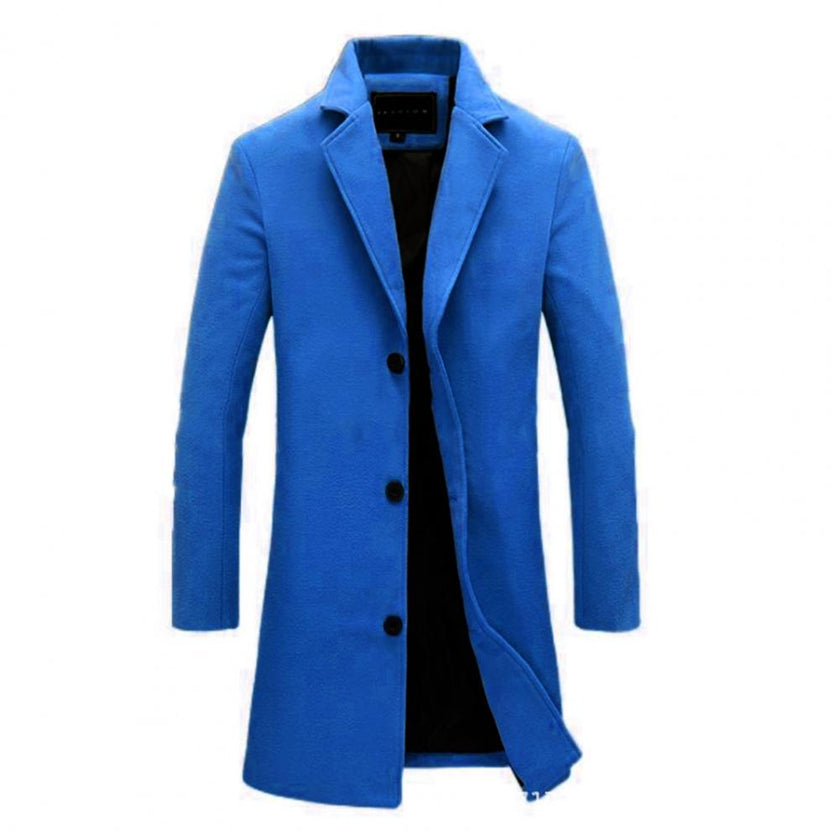 Decorative Men Jacket Easy Match Polyester Single Breasted Men Overcoat for Winter - Product upscale 