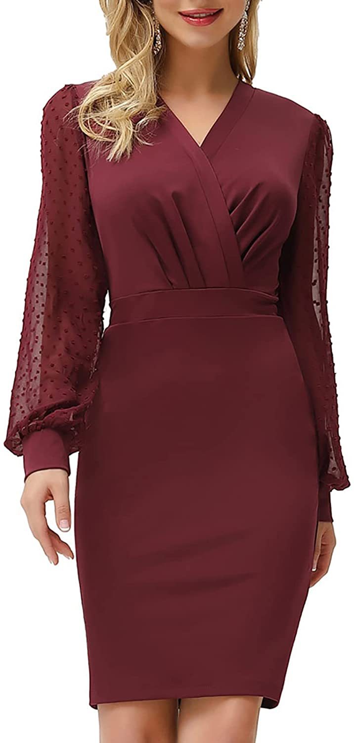 Women's Fashion Casual Long Sleeve V-neck Tight Stitching Pencil Skirt - Product upscale 