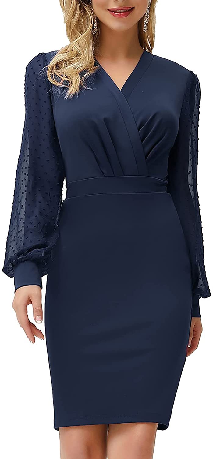 Women's Fashion Casual Long Sleeve V-neck Tight Stitching Pencil Skirt - Product upscale 
