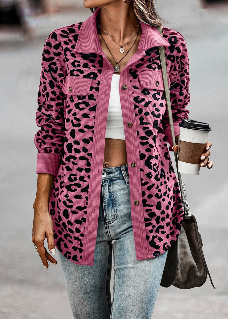 2023 Autumn Leopard Jacket Women Corduroy Jacket Coat Women Overshirt Long Sleeve Winter Loose Shirt Jackets for Women - Product upscale 