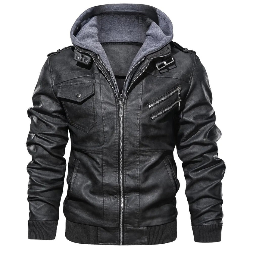 Men's faux Leather Jackets Motorcycle Classic Male Plus faux leather jacket - Product upscale 