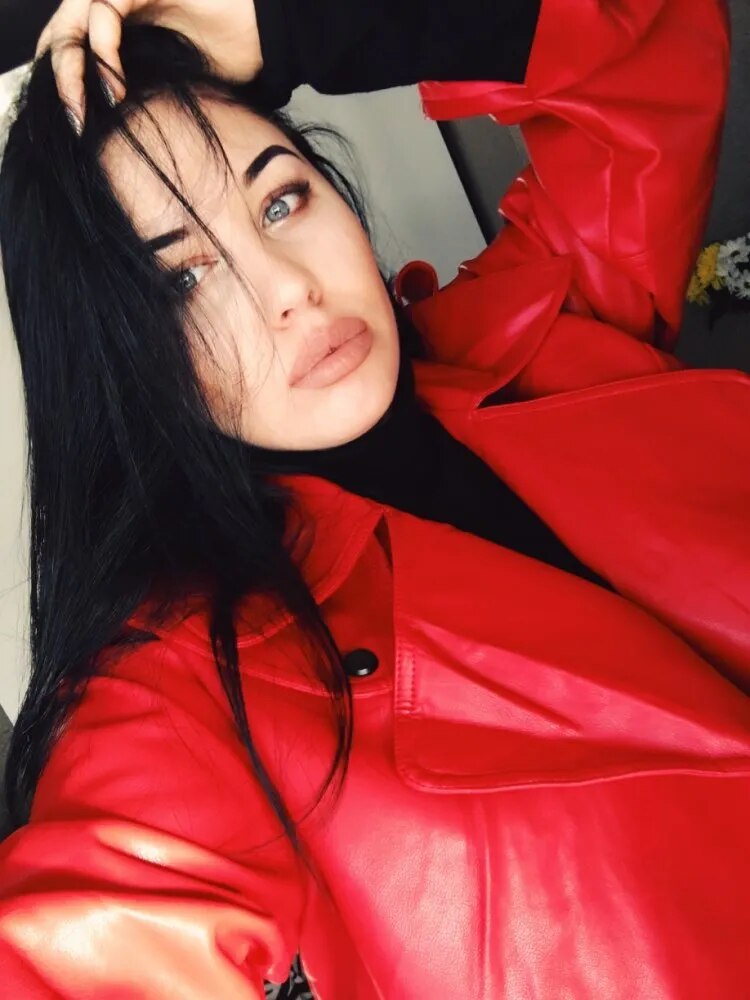 FMFSSOM New Autumn Women Faux Leather Jacket Pu Motorcycle Biker Red Coat Turndown Collar Loose Streetwear Black Punk Outerwear - Product upscale 