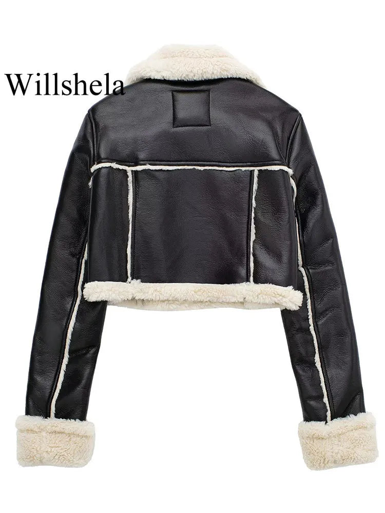 Women Fashion Solid Front Zipper Jackets Vintage Lapel Neck Long Sleeves Female Chic Lady Outfits