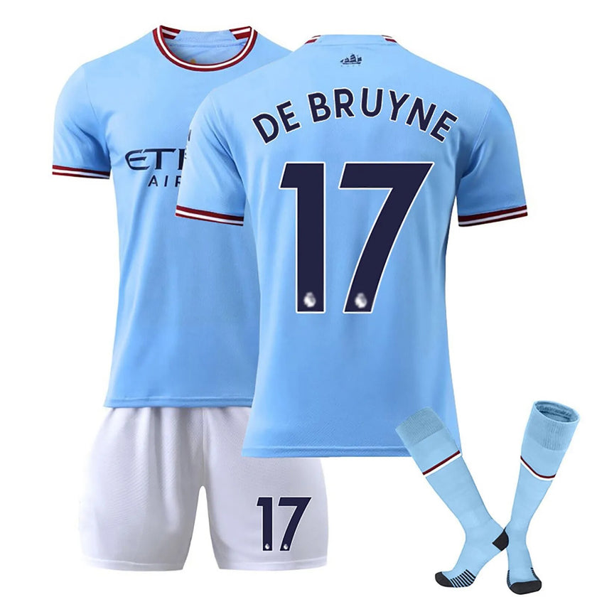 Manchester City Children Football Jerseys Sets Kids Boy Home Jerseys Children's Football Uniform Training Suit Set Soccer Tracksuit