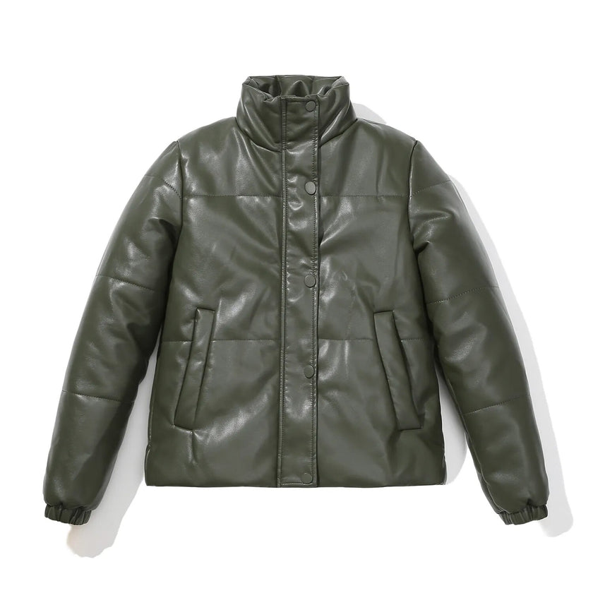 Women Faux Leather Jacket 2023 Autumn Winter Motorcycle Oversize Black Outerwear Casual Pu Basic Thick Warm Jacket Coat - Product upscale 