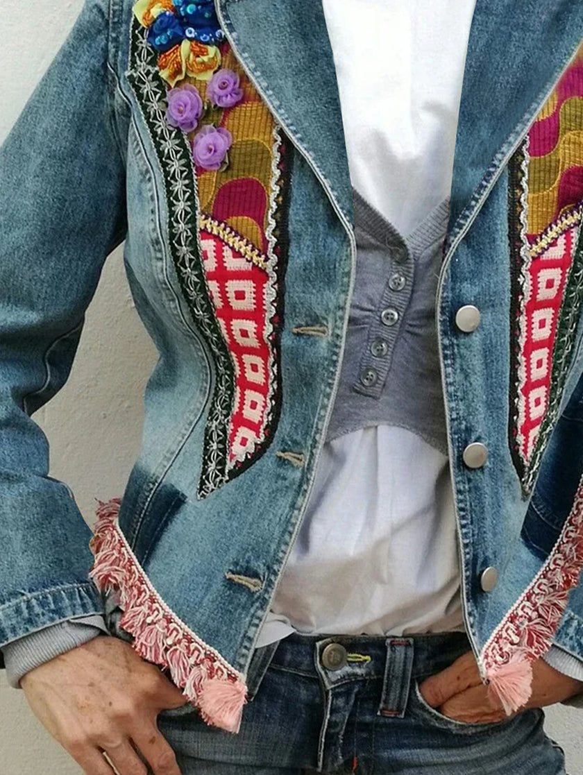 Vintage Commuter Denim Coat Women Autumn New European American Fashion Slim Fit Top Elegant All-match Double Breasted Jackets