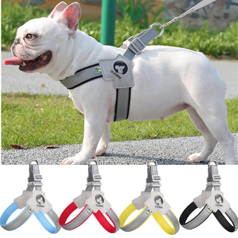 Dog Harness Adjustable Pet Harness Vest For Small Large Dogs Cats Reflective Mesh Dog Chest Strap French Bulldog Walk Training