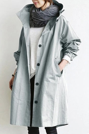 2023 Women Fashion Trench Coat Spring Autumn Casual Hooded Medium Long Overcoat Loose Windproof Coat  Trendy Large Size - Product upscale 