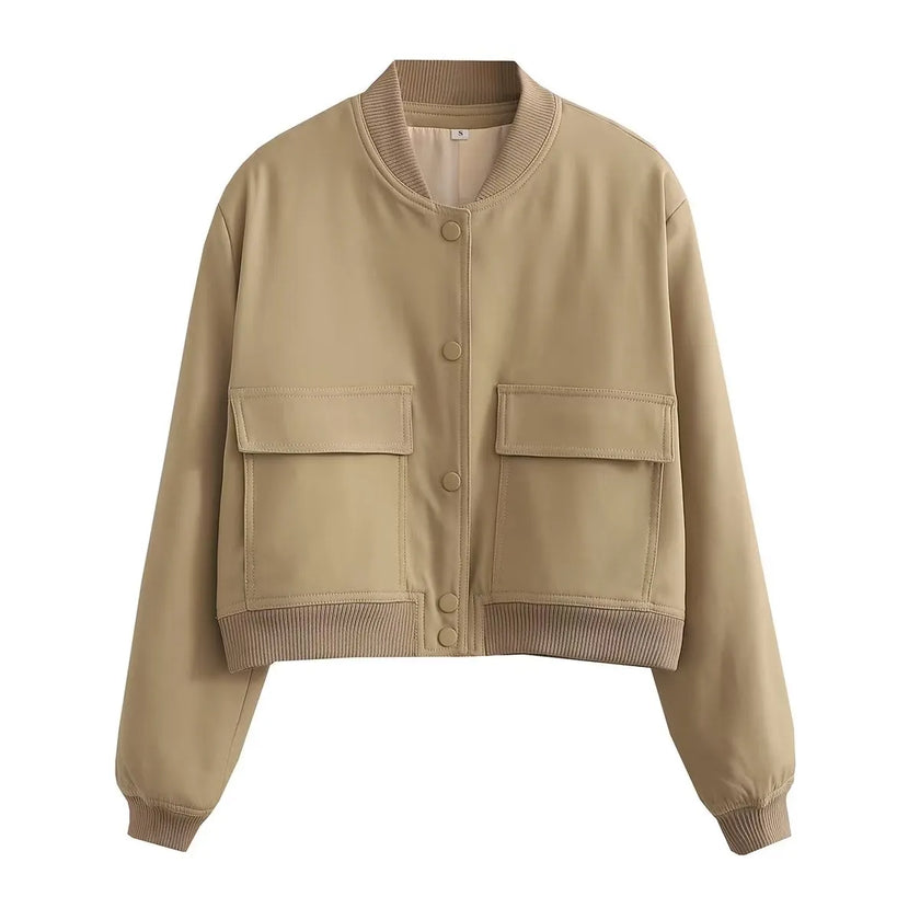 SLTNX Fashion Woman Bomber Jackets for Women 2023 Spring Autumn Female Long Sleeve Coats Ladies Big Pockets Jacket New Outerwear - Product upscale 