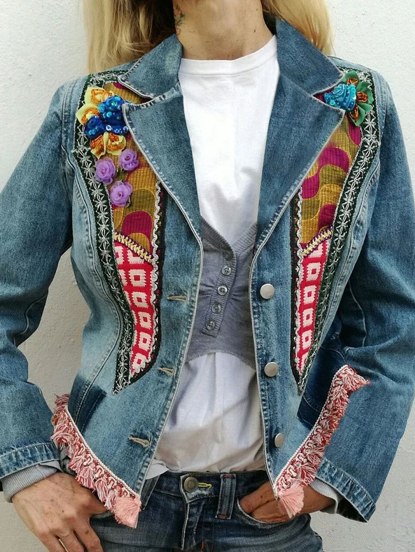 Vintage Commuter Denim Coat Women Autumn New European American Fashion Slim Fit Top Elegant All-match Double Breasted Jackets