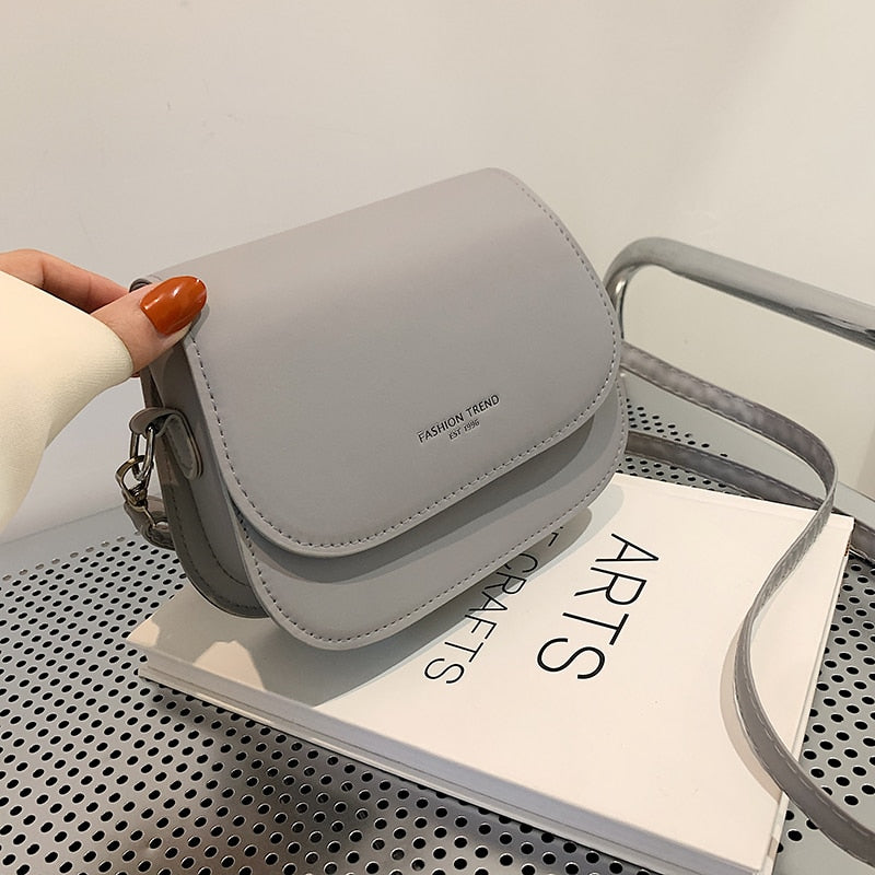 Yogodlns Trendy Saddle Shoulder Bag Women PU Leather Crossbody Bag Simple Solid Color Flap Messenger Bag Designer Handbags Pouch - Product upscale 