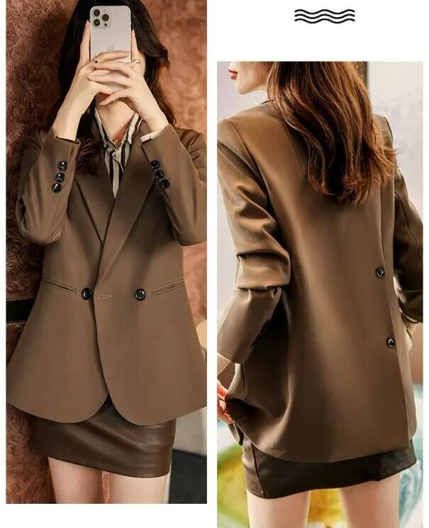 Women Jacket Fashion Double Button Blazer Coat Long Sleeve Female Basic Suit Jacket Outerwear Chic Blazers - Product upscale 