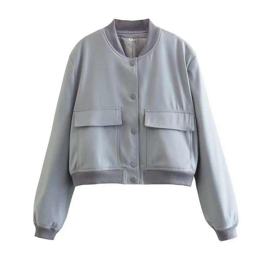 SLTNX Fashion Woman Bomber Jackets for Women 2023 Spring Autumn Female Long Sleeve Coats Ladies Big Pockets Jacket New Outerwear - Product upscale 
