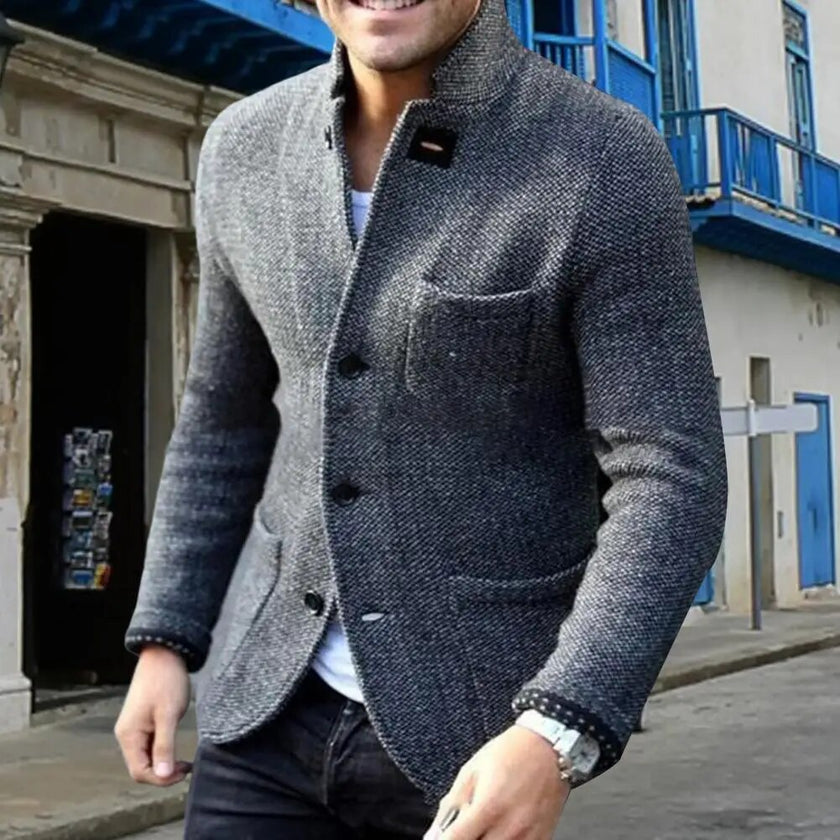 Trendy  Cardigan Coat Autumn Winter Slim Fit Pure Color Jacket Thicken Washable Men Cardigan Coat for Outdoors