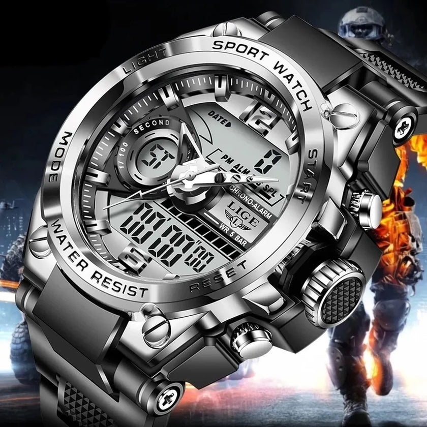 Men's Waterproof Military Sports Watch - LED Digital Quartz - Durable & Stylish