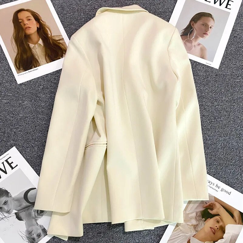 2023 Women Lapel Suit Jacket Spring And Autumn New Metal Buckle Long Sleeved Solid Color Coat Elegant Fashion Lady Casual Coats