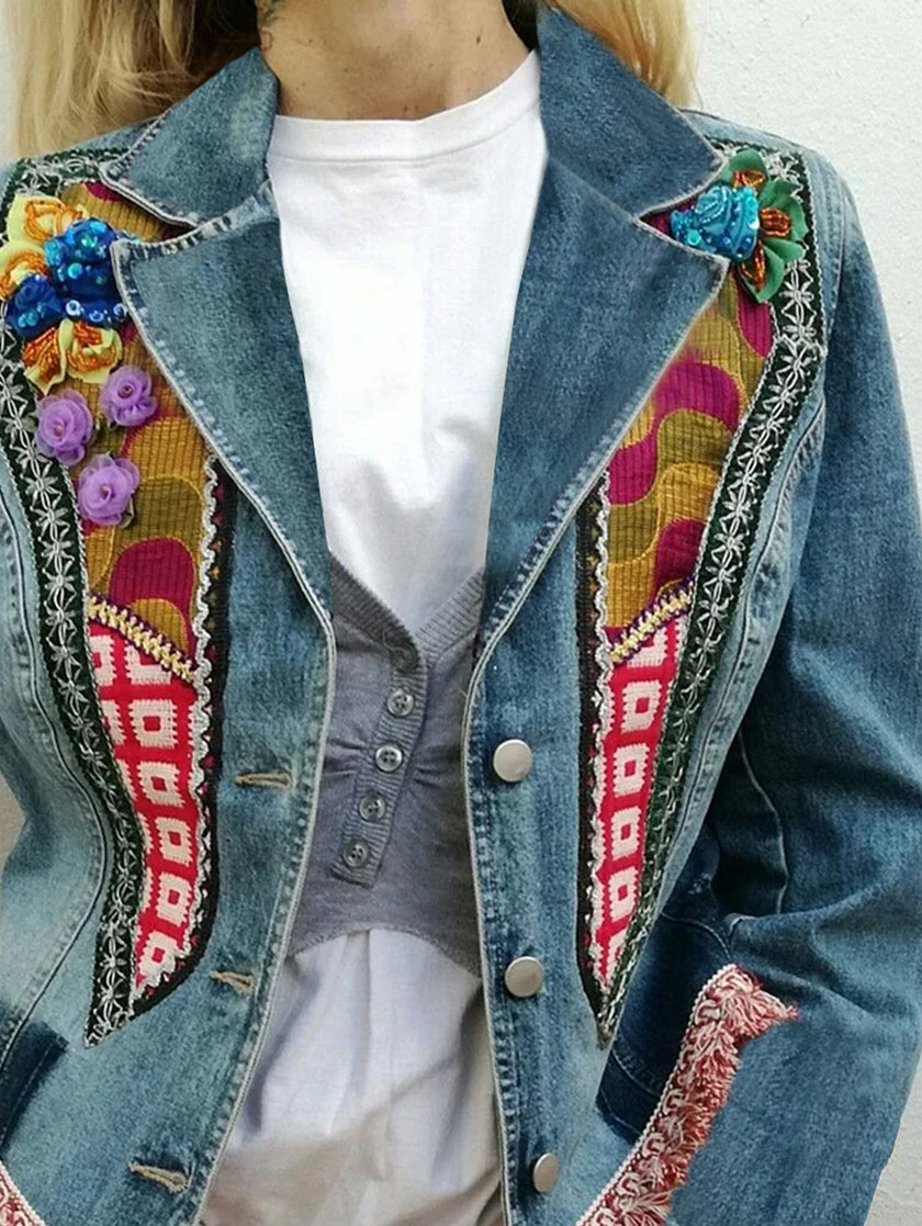 Vintage Commuter Denim Coat Women Autumn New European American Fashion Slim Fit Top Elegant All-match Double Breasted Jackets