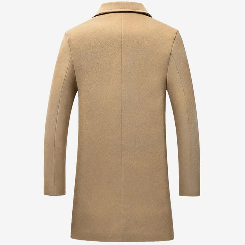 Autumn Winter Fashion Men's Woolen Coats Solid Color Single Breasted Lapel Long Coat Jacket Casual Overcoat Plus Size 5 Colors