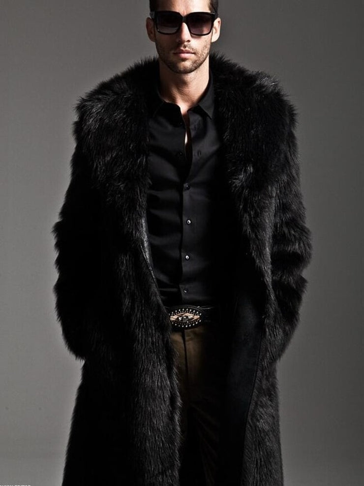 2023 Autumn and Winter Men's Faux Fur Large Lapel Fur Long Men's Faux Fur Jacket fashion thicken Men's Overcoat Clothing - Product upscale 