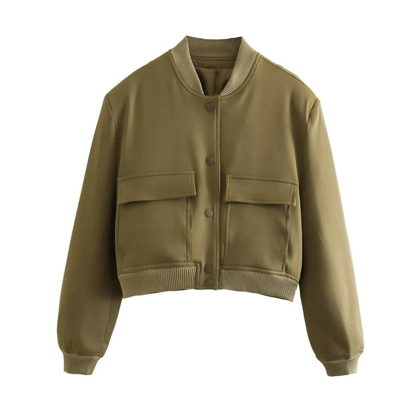SLTNX Fashion Woman Bomber Jackets for Women 2023 Spring Autumn Female Long Sleeve Coats Ladies Big Pockets Jacket New Outerwear - Product upscale 