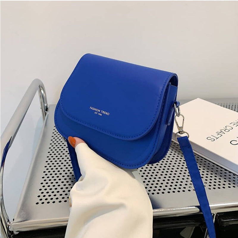 Yogodlns Trendy Saddle Shoulder Bag Women PU Leather Crossbody Bag Simple Solid Color Flap Messenger Bag Designer Handbags Pouch - Product upscale 
