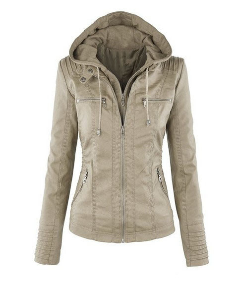 Women's Short Leather Pu Leather Jacket - Product upscale 