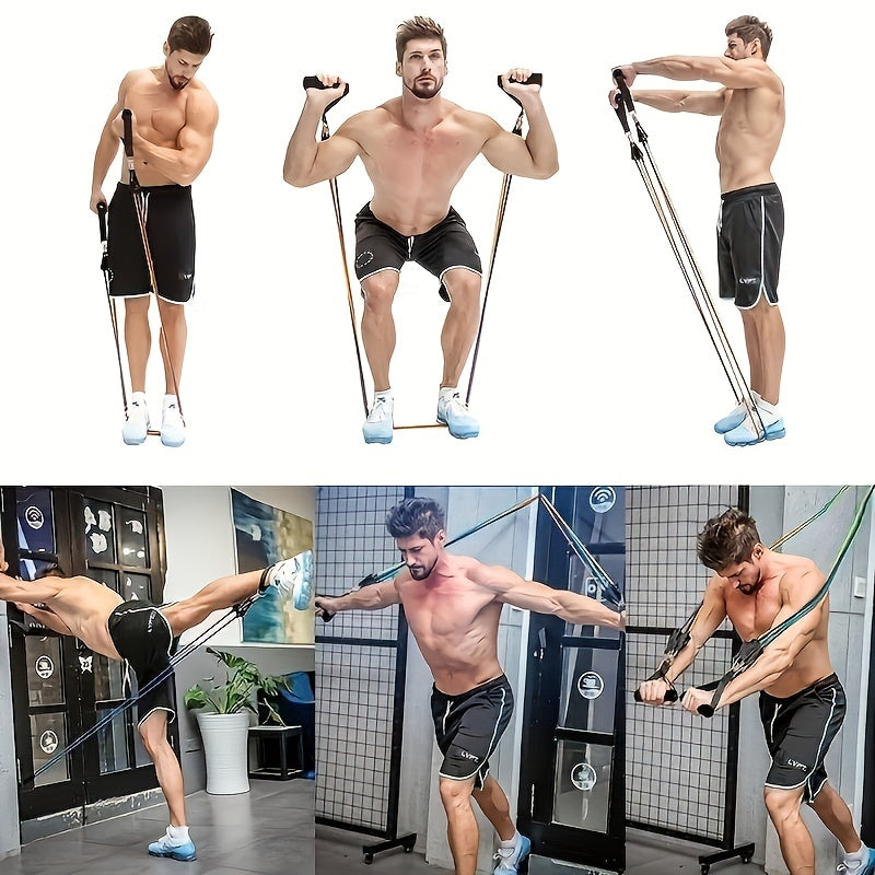 11pcs TPE Resistance Bands Set, Resistance Bands With Door Anchor, Handles, Carry Bag, Legs Ankle Straps, Exercise Bands, Workout Bands For Home Gym, Fitness, Yoga & Pilates Suitable For Beginners - Product upscale 