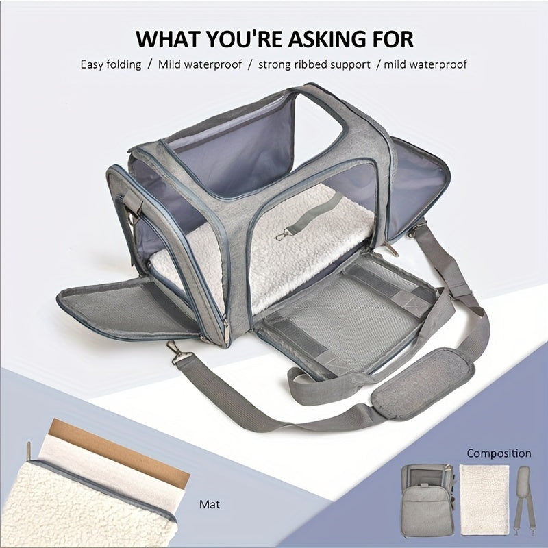 Portable Pet Carrier for Large Cats and Dogs - Comfortable and Secure Travel Bag for Puppies and Kittens