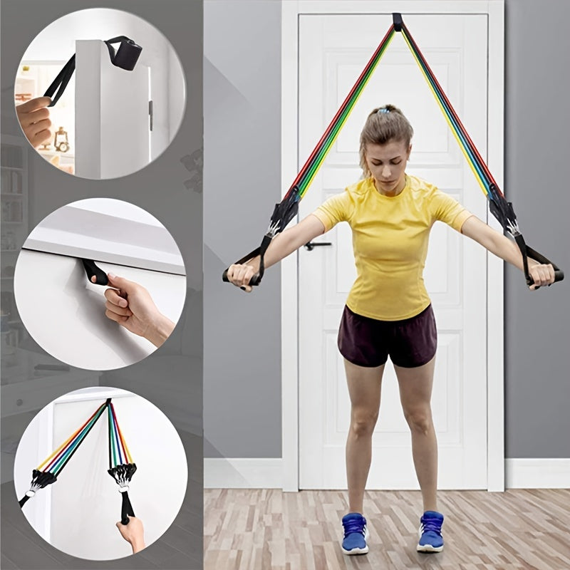 11pcs Resistance Band Set with Storage Bag - Perfect for Indoor Workouts, Strength Training, and Physical Therapy