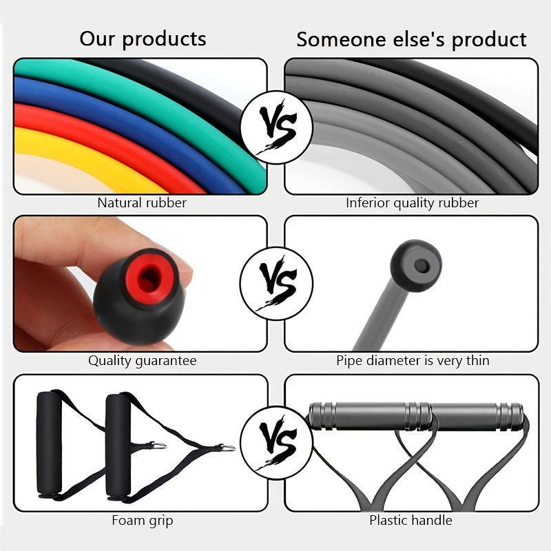 11pcs Resistance Band Set with Storage Bag - Perfect for Indoor Workouts, Strength Training, and Physical Therapy