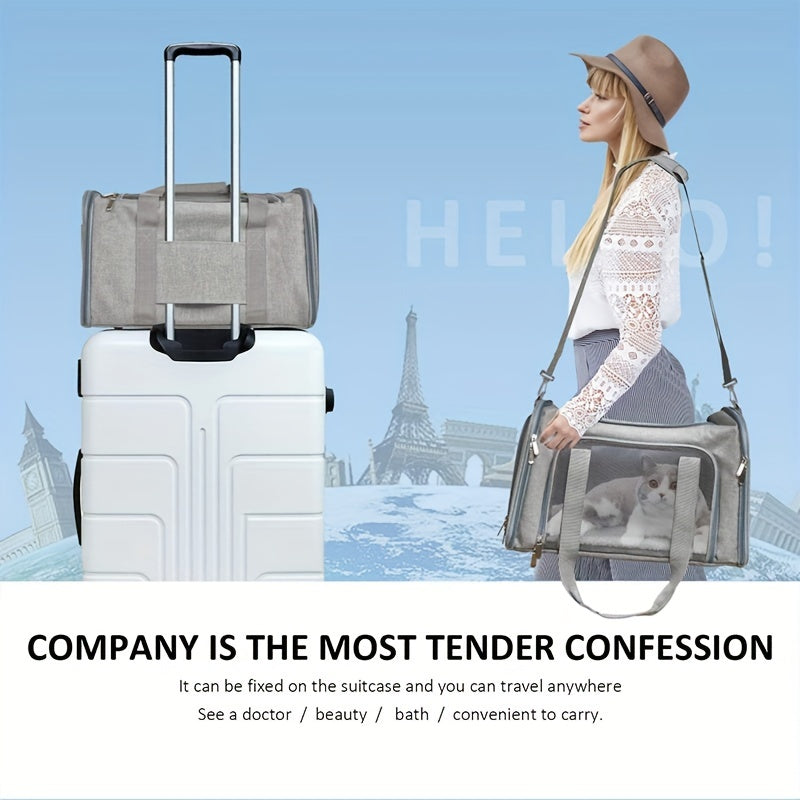 Portable Pet Carrier for Large Cats and Dogs - Comfortable and Secure Travel Bag for Puppies and Kittens