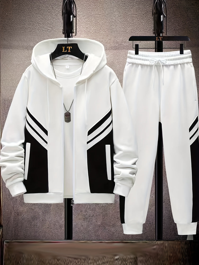 Men's Color Block Hoodie & Sweatpants Set