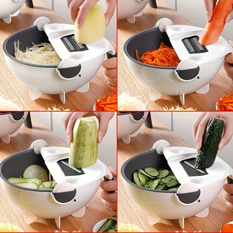 1 Set Multifunctional Cutting And Draining Basket For Vegetables - Kitchen Potato Shredder And Slicer With Drainage Feature And Household Use, Ideal For Efficient Vegetable Cutting And Food Preparation