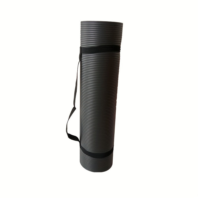 1pc Solid Color 0.8cm/0.31in Thick Yoga Mat With Carry Strap