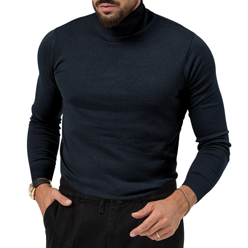 Autumn And Winter New High-elastic Turtleneck Knitted Cashmere Sweater Thickened Young Men's Warm Undercoat - Product upscale 