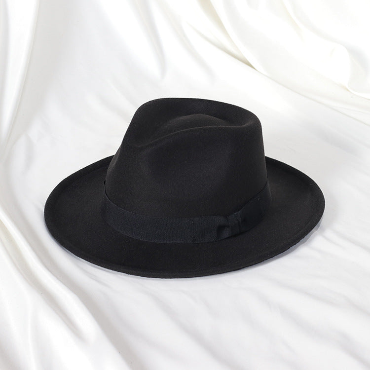 Bowknot Top Hat Love Hat Head Felt Cap Small Curling Men's Top Hat Retro Jazz Hat - Product upscale 