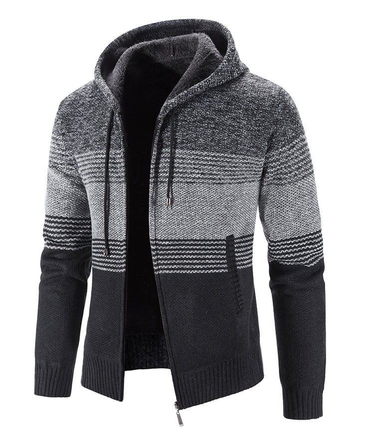 Hooded Fleece Thick Cardigan Sweater - Product upscale 