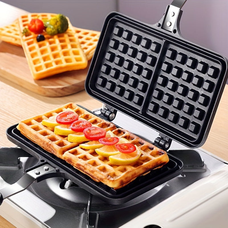 1pc Double-headed Rectangular Waffle Baking Pan, Nonstick Waffle Maker, Breakfast Machine, Eggettes Pan, Double Pan Mold, Cookware, Kitchenware