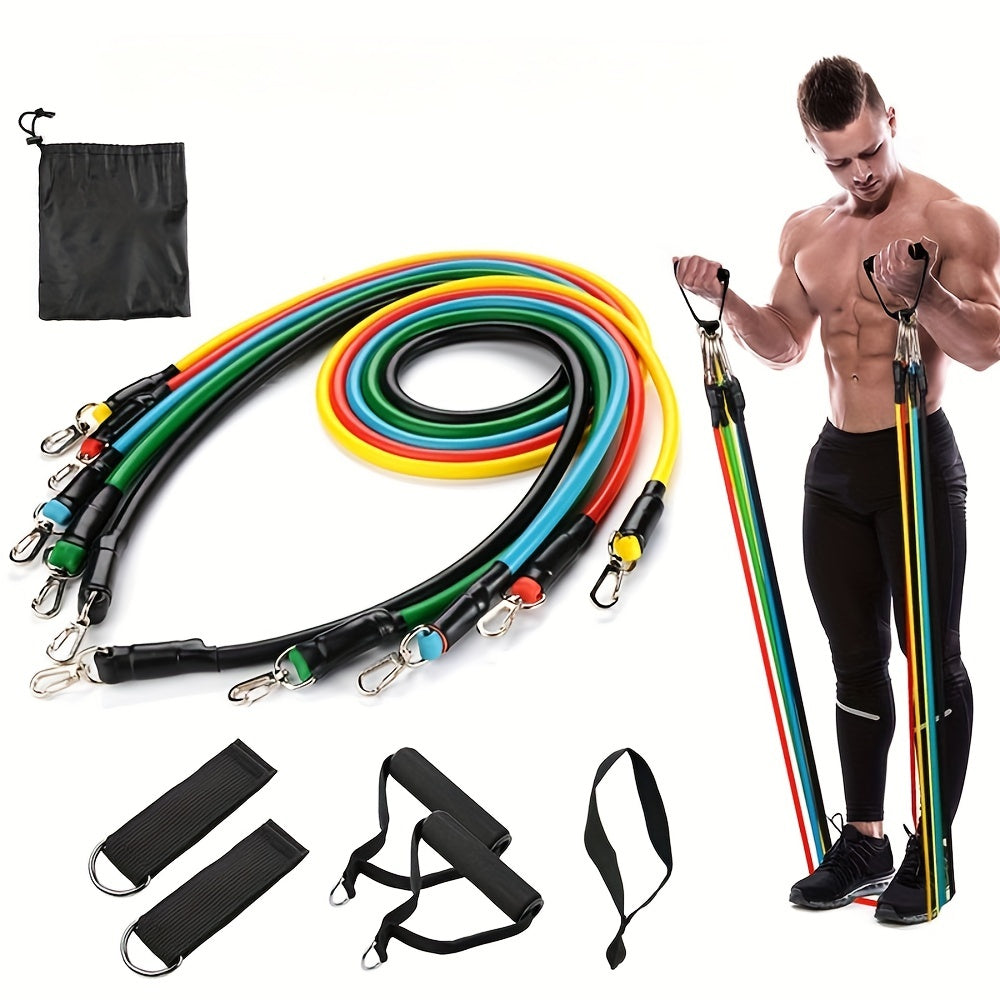 11pcs TPE Resistance Bands Set, Resistance Bands With Door Anchor, Handles, Carry Bag, Legs Ankle Straps, Exercise Bands, Workout Bands For Home Gym, Fitness, Yoga & Pilates Suitable For Beginners - Product upscale 