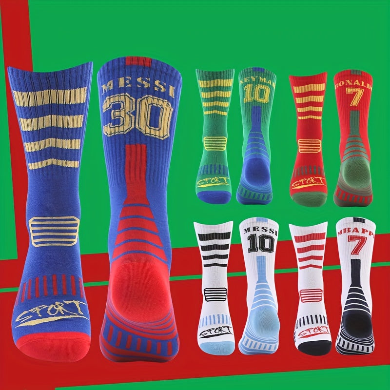 1pair Crew Socks Football Socks, Thin Sports Socks, Sweat-absorbing Wear-resistant Football Socks